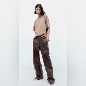 Zara Faux Leather Cargo Pants